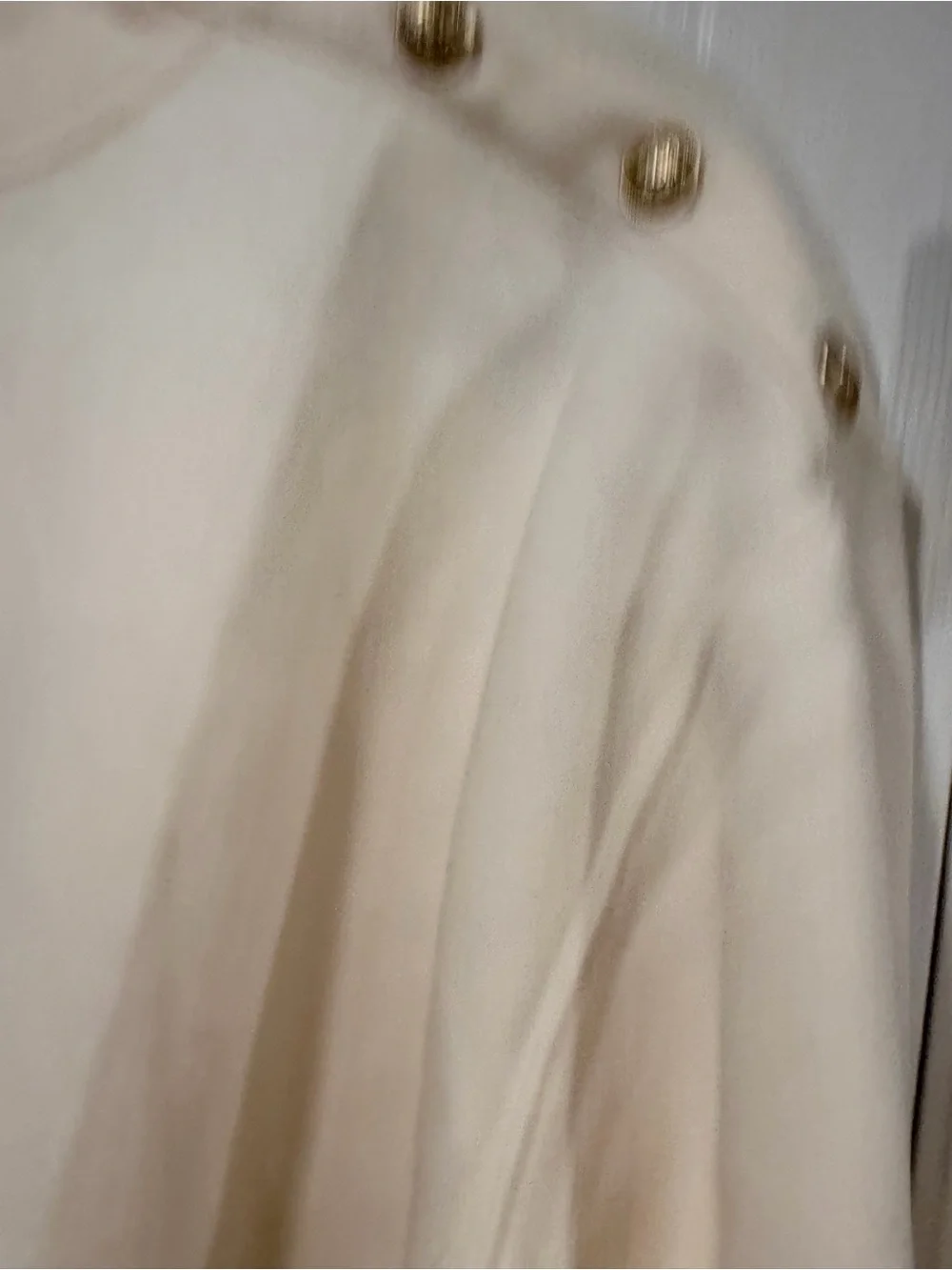 NWOT J.Crew Size M Cream Gold Button Shoulder Sweatshirt Crewneck Pullover Top